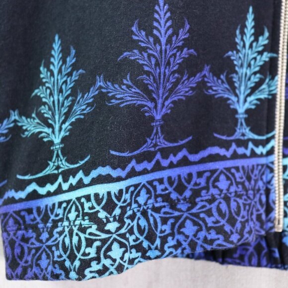 Pashma Arte Hoodie Women’s M Black Blue Cotton Fleece Hand Dyed Print NWT - Picture 6 of 16